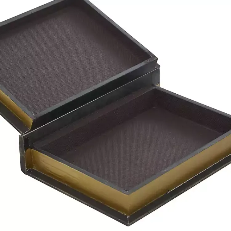 Baskets & Boxes>Kirklands Home Vintage Classics Faux Leather Book Boxes, Set of 3 Brown