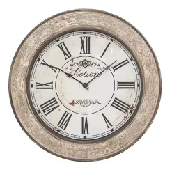Kirklands Home Vintage Cream Rust Round Framed Wall Clock Clearance
