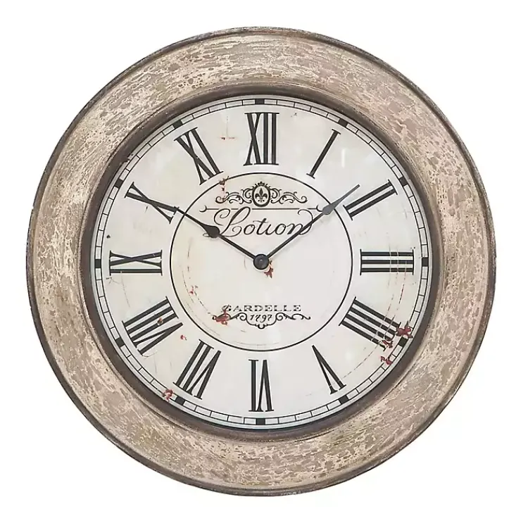 Kirklands Home Vintage Cream Rust Round Framed Wall Clock Clearance
