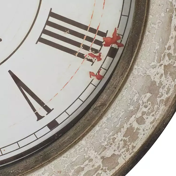 Kirklands Home Vintage Cream Rust Round Framed Wall Clock Clearance