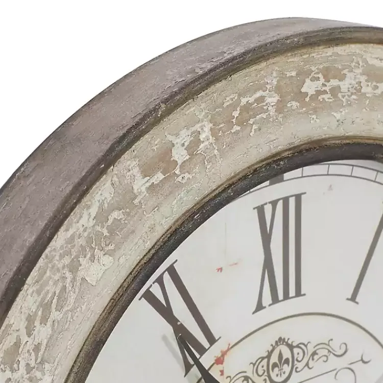 Kirklands Home Vintage Cream Rust Round Framed Wall Clock Clearance