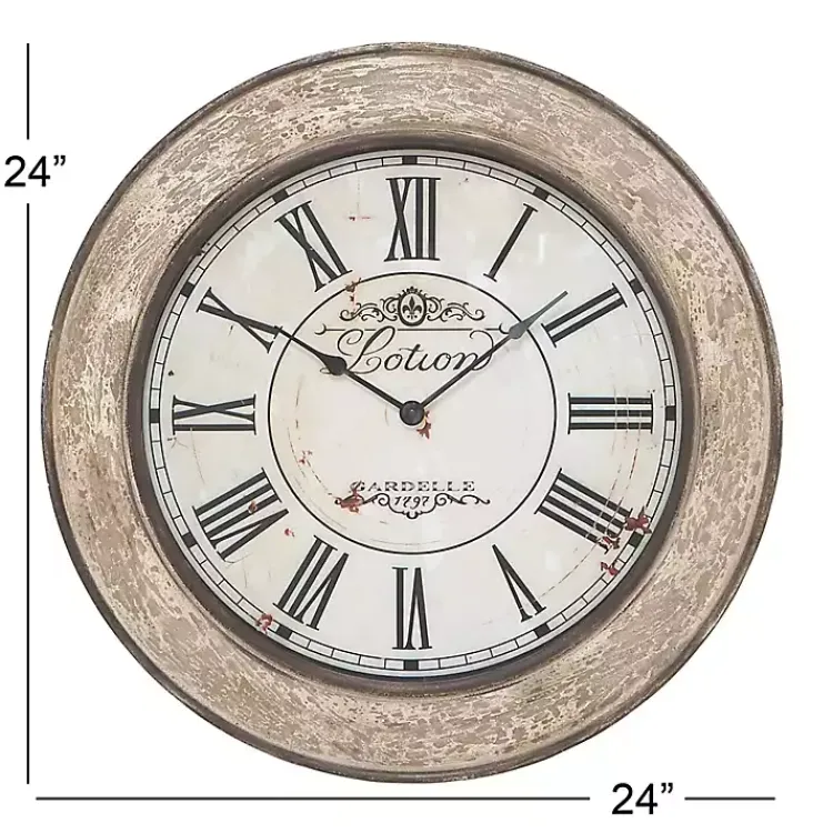 Kirklands Home Vintage Cream Rust Round Framed Wall Clock Clearance