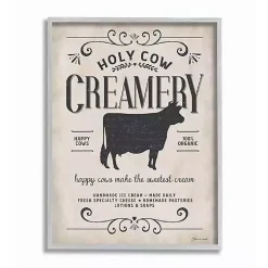Kirklands Home Vintage Creamery Cow Framed Wall Plaque Ivory