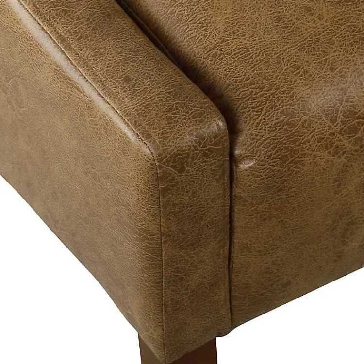 Kirklands Home Vintage Faux Leather Swoop Accent Chair Brown Sale