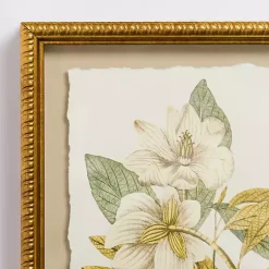 Kirklands Home Vintage Floral Gold Framed Art Print White Clearance