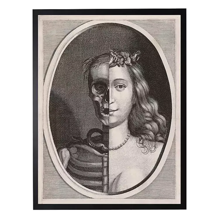 Halloween>Kirklands Home Vintage Girl and Skeleton Halloween Wall Plaque