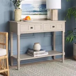 Kirklands Home Vintage 2-Drawer Samantha Console Table Gray Best