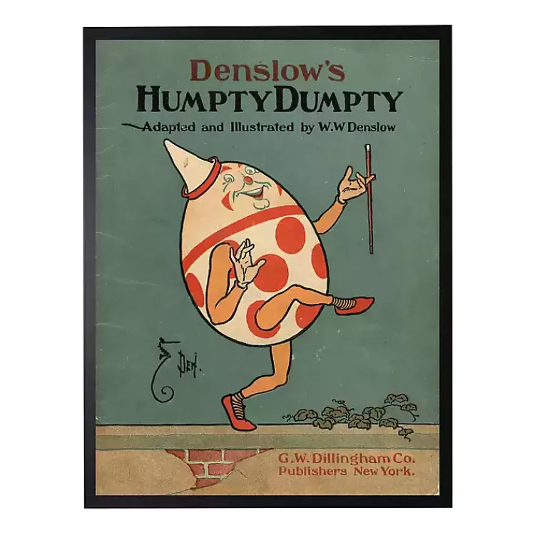 Kirklands Home Vintage Humpty Dumpty Book Cover Framed Wall Art Blue Outlet