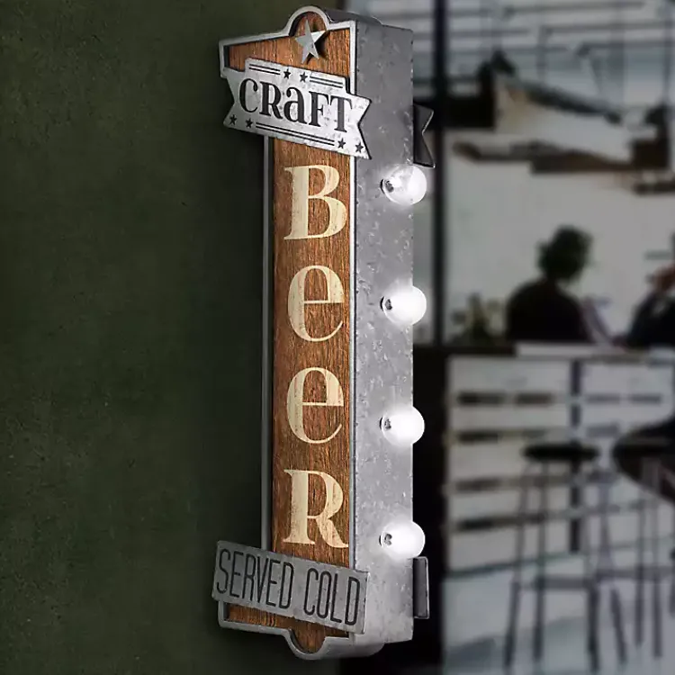 Kirklands Home Vintage LED Metal Craft Beer Bar Marquee Plaque Discount