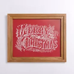 Christmas Art & Wall Decor>Kirklands Home Vintage Merry Christmas Framed Wall Plaque Red