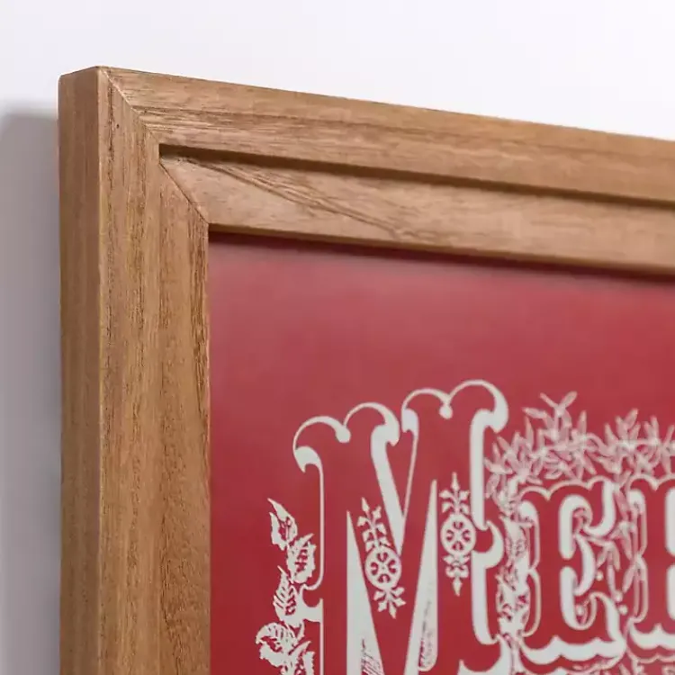 Christmas Art & Wall Decor>Kirklands Home Vintage Merry Christmas Framed Wall Plaque Red