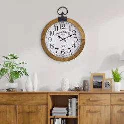 Kirklands Home Vintage Pocket Watch Wooden Wall Clock Clearance