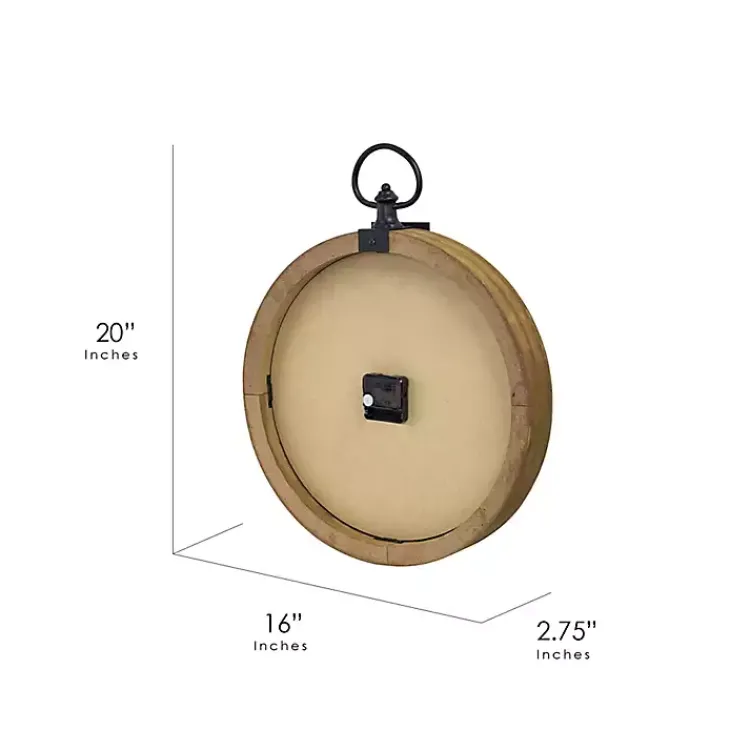 Kirklands Home Vintage Pocket Watch Wooden Wall Clock Clearance