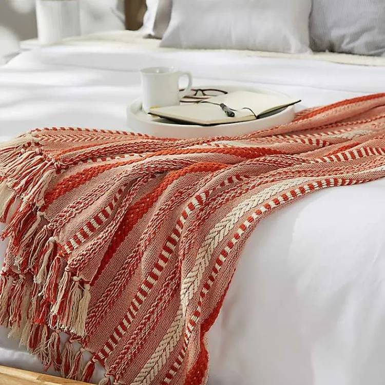 Blankets & Throws>Kirklands Home Vintage Braided Fringe Throw Red