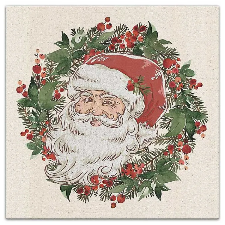 Christmas Art & Wall Decor>Kirklands Home Vintage Santa Wreath Canvas Art Print