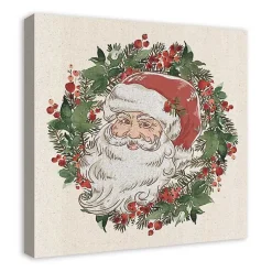 Christmas Art & Wall Decor>Kirklands Home Vintage Santa Wreath Canvas Art Print