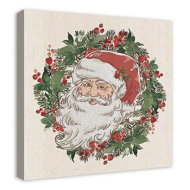 Christmas Art & Wall Decor>Kirklands Home Vintage Santa Wreath Canvas Art Print