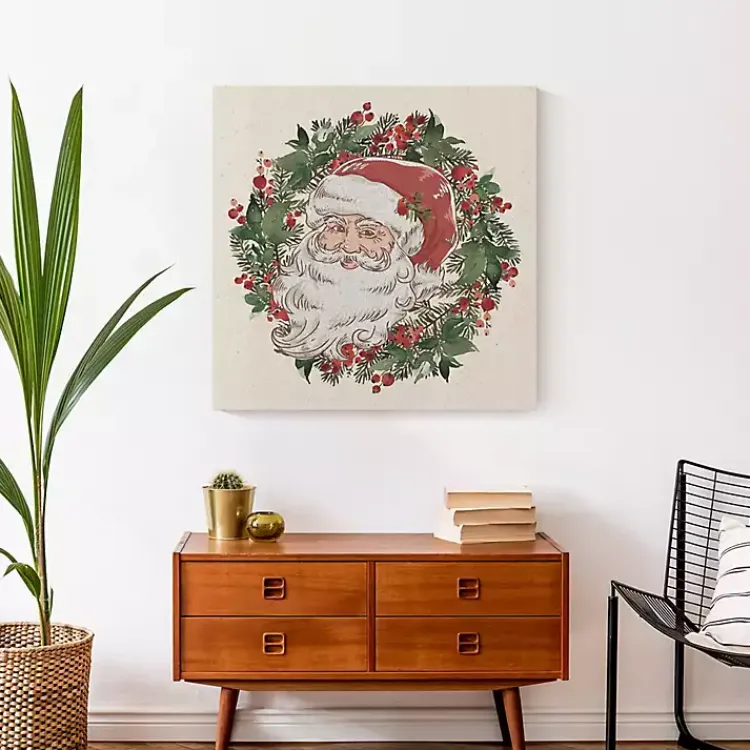 Christmas Art & Wall Decor>Kirklands Home Vintage Santa Wreath Canvas Art Print