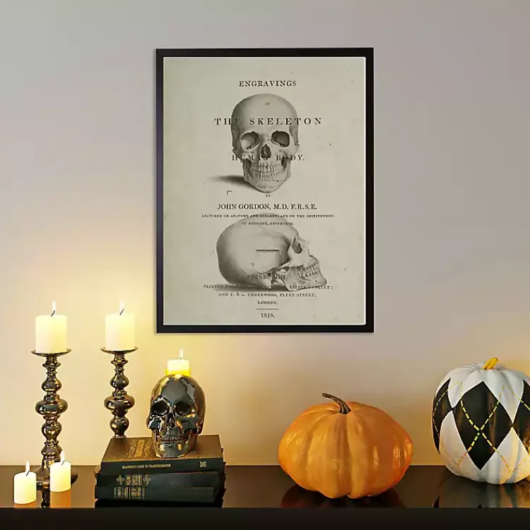 Halloween>Kirklands Home Vintage Skull Framed Halloween Wall Art