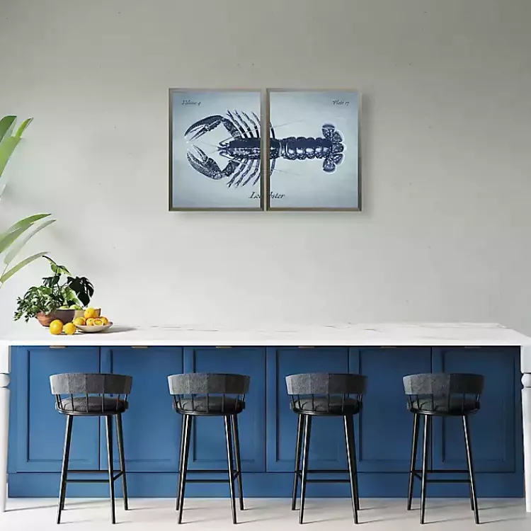 Kirklands Home Vintage Split Lobster Framed Art Prints, Set of 2 Blue Discount