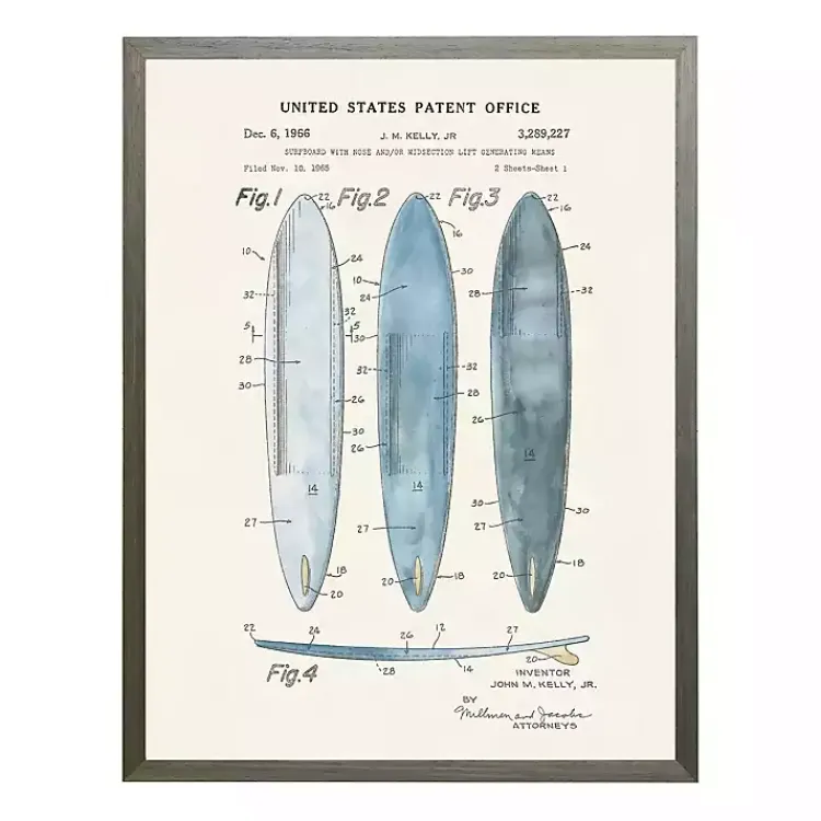 Kirklands Home Vintage Surfboards Patent Framed Art Print Best