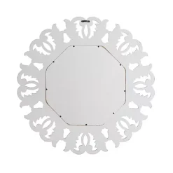 Kirklands Home Vintage White Carved Octagon Wall Mirror Outlet