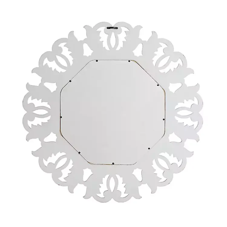 Kirklands Home Vintage White Carved Octagon Wall Mirror Outlet