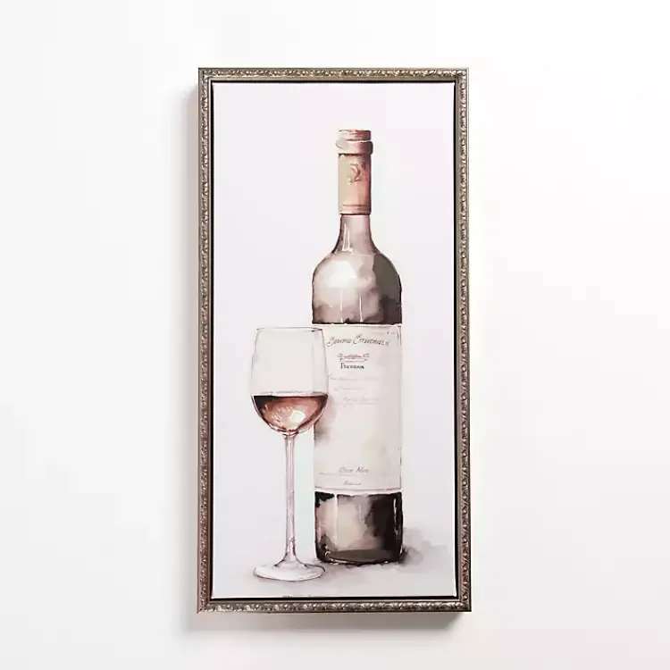 Kirklands Home Vintage Wine Glass Framed Canvas Art Print White New