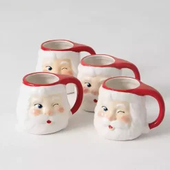 Christmas Dining & Entertaining>Kirklands Home Vintage Winking Santa Mugs, Set of 4