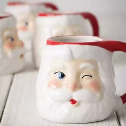 Christmas Dining & Entertaining>Kirklands Home Vintage Winking Santa Mugs, Set of 4