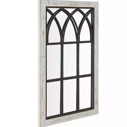 Kirklands Home Vista Arched Windowpane Mirror Ivory New