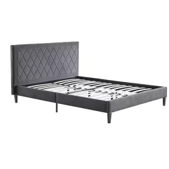 Kirklands Home Viv Charcoal Diamond Tufted Queen Bed Frame Gray Best