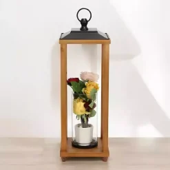 Lanterns>Kirklands Home Vivora Wooden Open Lantern, 24 in.