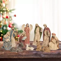 Christmas Decorations>Kirklands Home Waffle Weave 10-pc. Nativity Set Multi