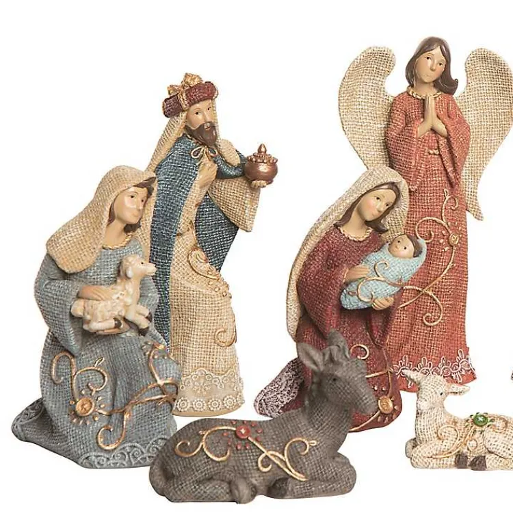 Christmas Decorations>Kirklands Home Waffle Weave 10-pc. Nativity Set Multi