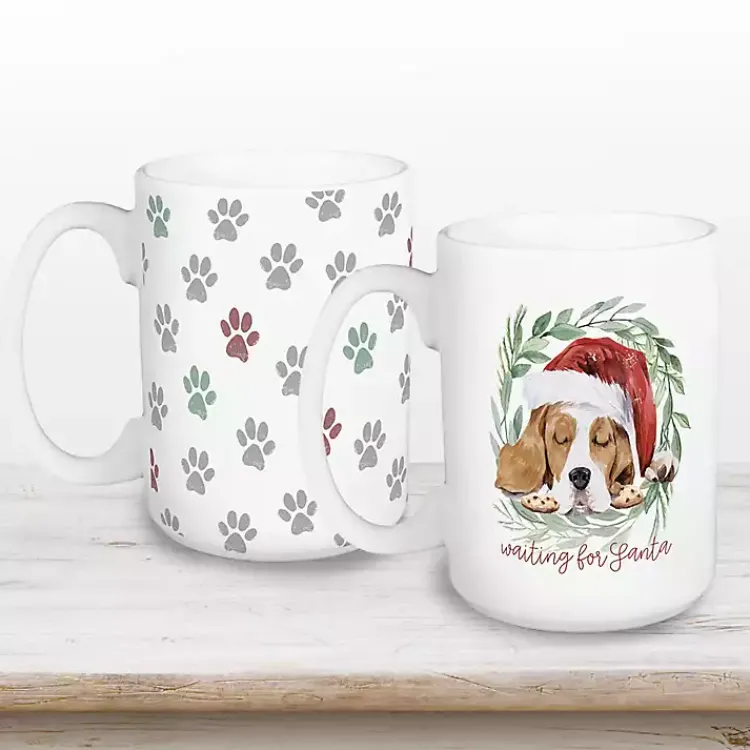 Christmas Dining & Entertaining>Kirklands Home Waiting for Santa Paws Mugs, Set of 2