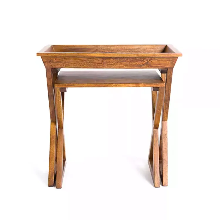Kirklands Home Walnut Acacia Wood 2-pc. End Table Set Brown Online