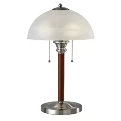 Kirklands Home Walnut Alabaster Frosted Glass Table Lamp White