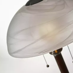 Kirklands Home Walnut Alabaster Frosted Glass Table Lamp White