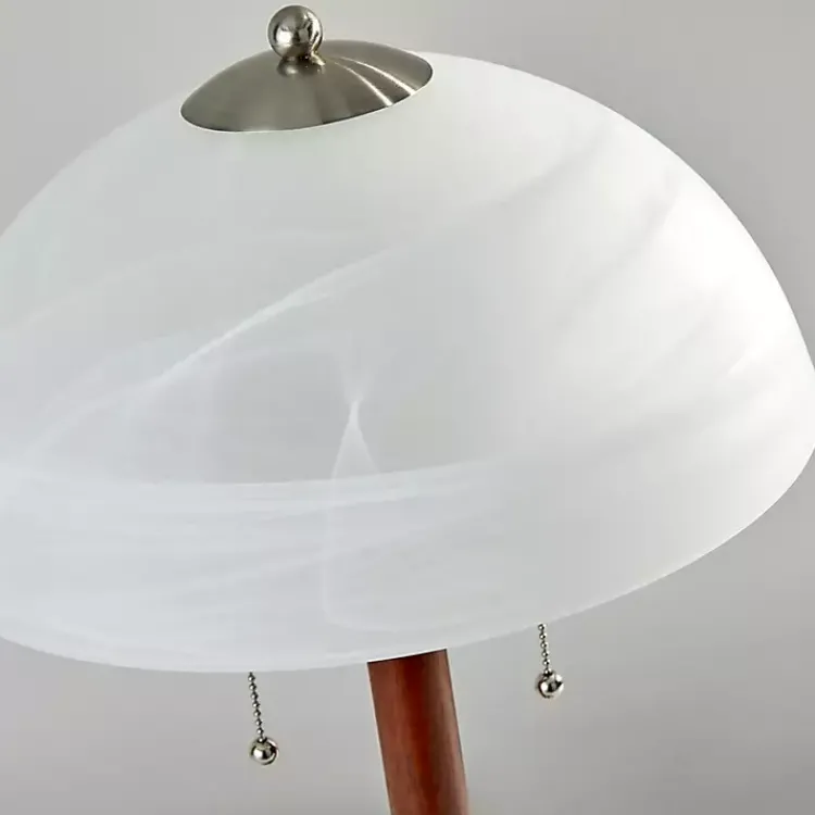 Kirklands Home Walnut Alabaster Frosted Glass Table Lamp White