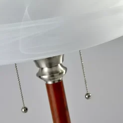 Kirklands Home Walnut Alabaster Frosted Glass Table Lamp White