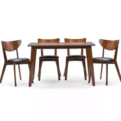 Kirklands Home Walnut and Black Mid-Century 5-pc. Dining Set
