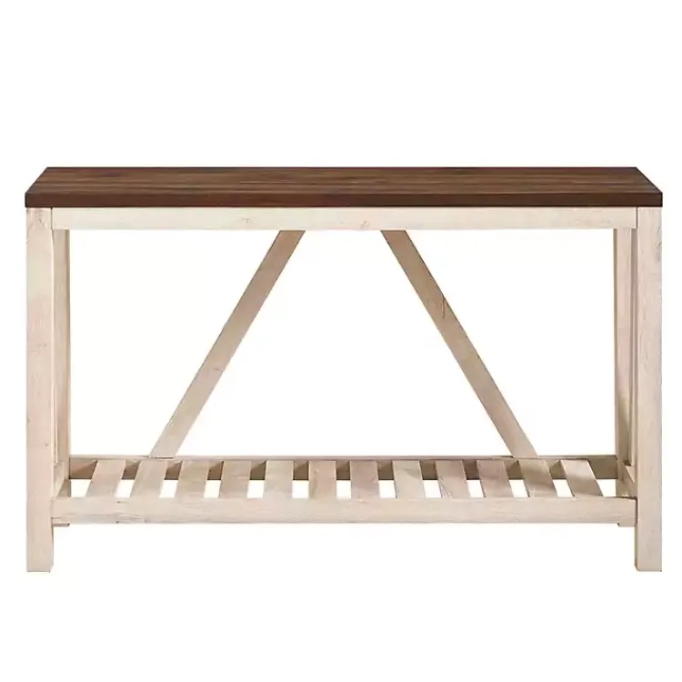 Kirklands Home Walnut and Whitewash A-Frame Console Table Ivory Hot