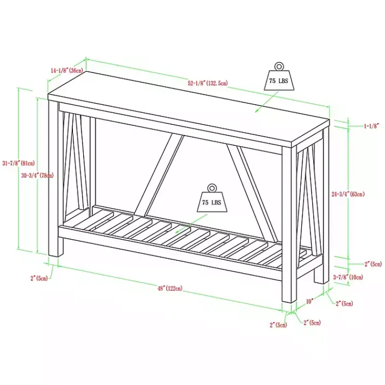 Kirklands Home Walnut and Whitewash A-Frame Console Table Ivory Hot