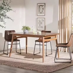 Kirklands Home Walnut Ash Wood Mid-Century Modern Dining Table Brown Best