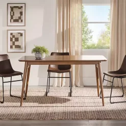 Kirklands Home Walnut Ash Wood Mid-Century Modern Dining Table Brown Best