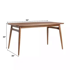 Kirklands Home Walnut Ash Wood Mid-Century Modern Dining Table Brown Best