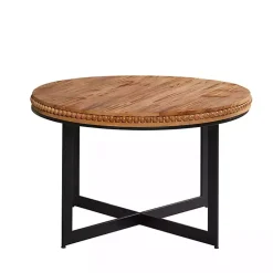 Kirklands Home Walnut Beaded Industrial Coffee Table Sale