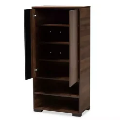 Kirklands Home Walnut Asymmetrical Shoe Storage Cabinet Brown Discount