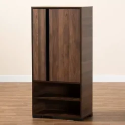 Kirklands Home Walnut Asymmetrical Shoe Storage Cabinet Brown Discount